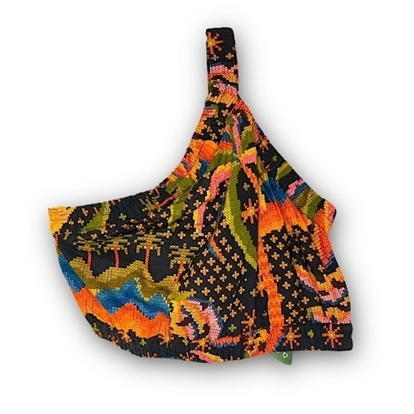 NWT FARM RIO Linen Tropical Faux Embroidery Sleeveless One Shoulder Crop Top S - Picture 13 of 16